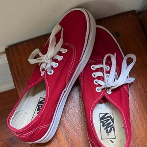 Vans Red Canvas Low-Top Sneakers with White Trim